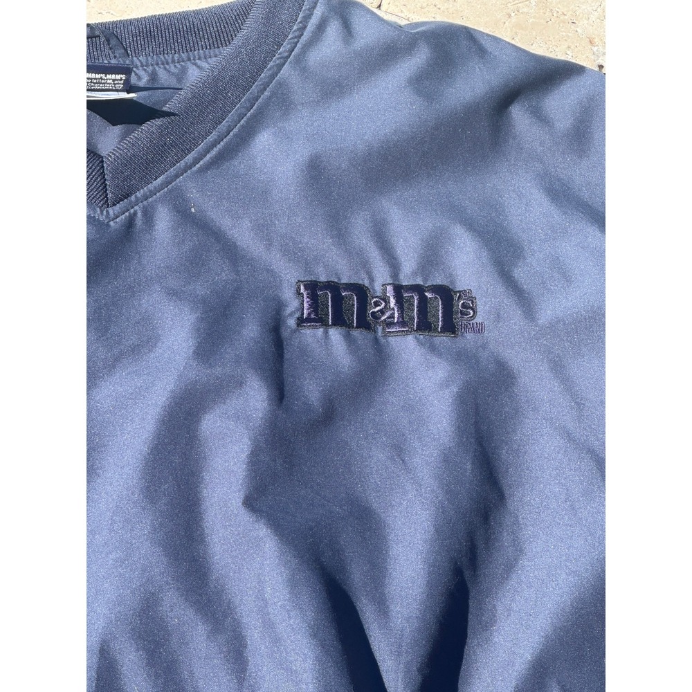 Vintage Mens M&Ms Pullover‎ Windbreaker XL Jacket V Neck Navy Blue